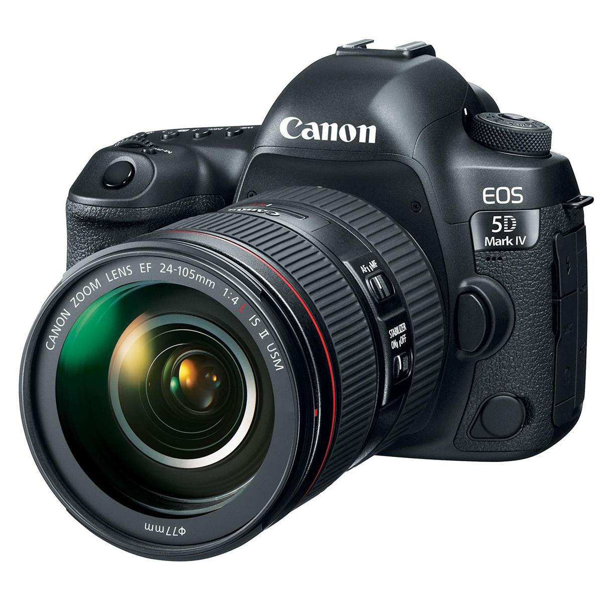 Canon EOS 5D Mark IV + EF 24-105mm f/4L IS II USM SLR Camera Kit 30.4 MP CMOS 6720 x 4480 pixels Black